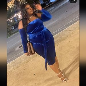 Royal blue velvet dress